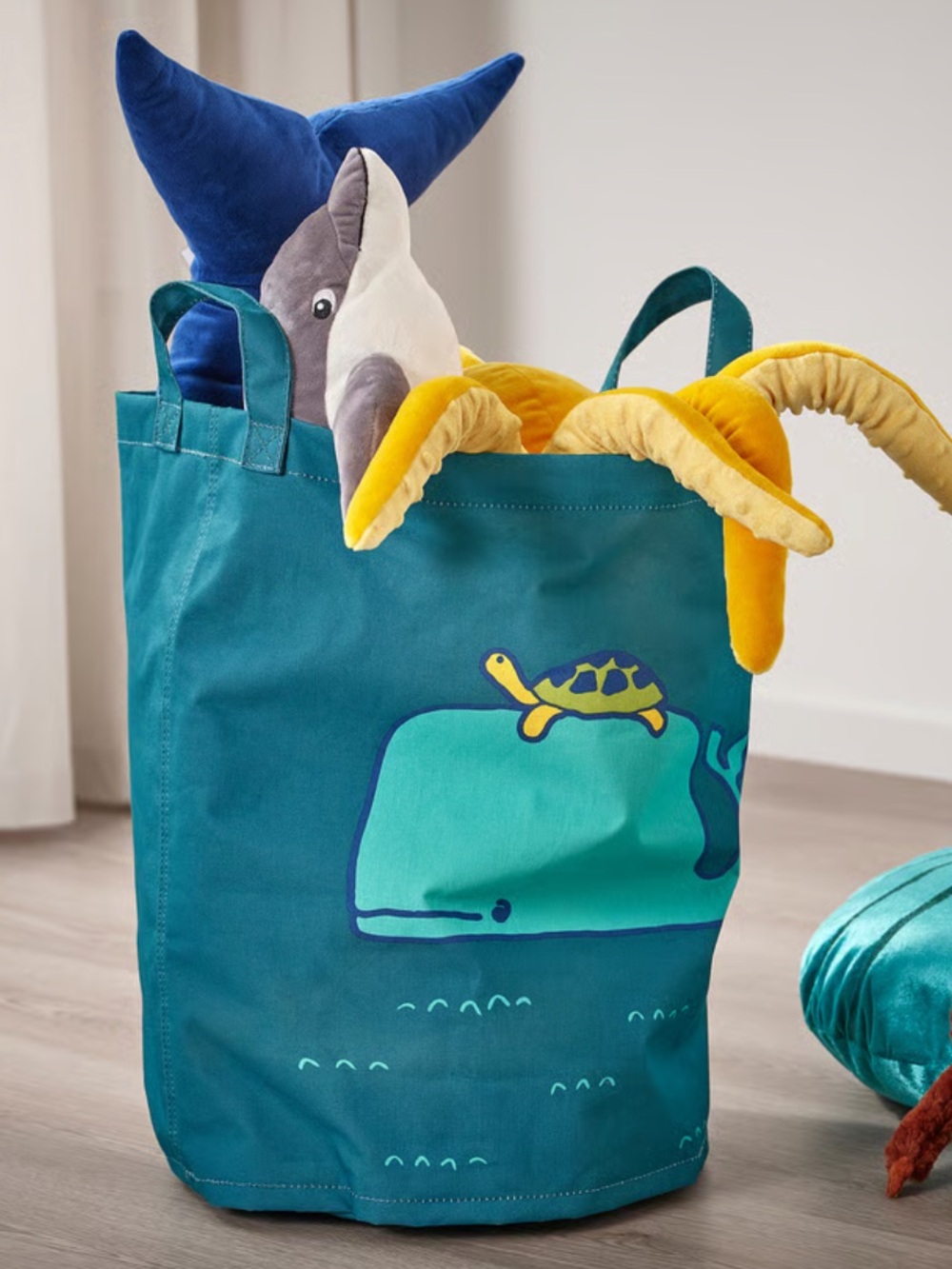 IKEA Whale and Turtle Teal and Light Blue Recycled Storage Bag BLÅVINGAD - Picture 7 of 7
